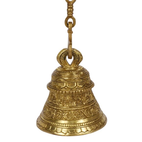 Religious Ethnic Indian God Lord Vishnu Dashavtar Engraved on Brass Hanging Bell- Gold, standard home decor - Image 3