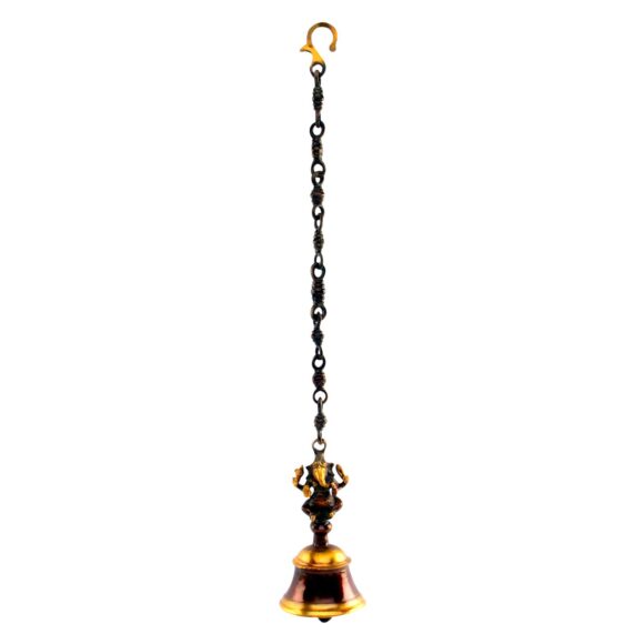 Brass Wall Door Air Ding Dong Puja Hanging Bells for Home Mandir Temple Living Room Decoration Pooja Decorative Items | Ganesh | Ganpati home decor - Image 3