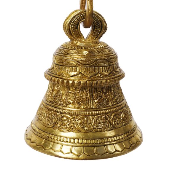 Religious Ethnic Indian God Lord Vishnu Dashavtar Engraved on Brass Hanging Bell- Gold, standard home decor - Image 4