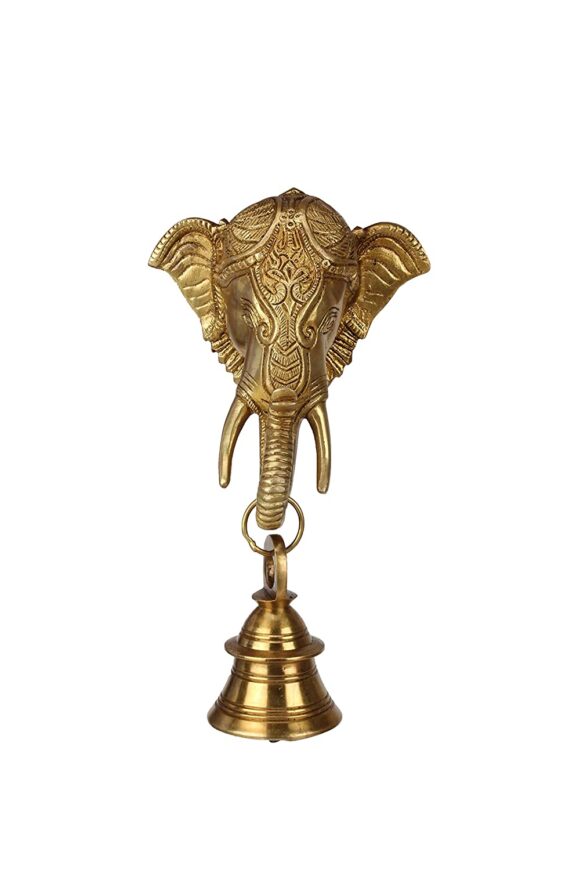 Brass Hanging Bell (9 x 6x 5 inch, Gold) - Image 5