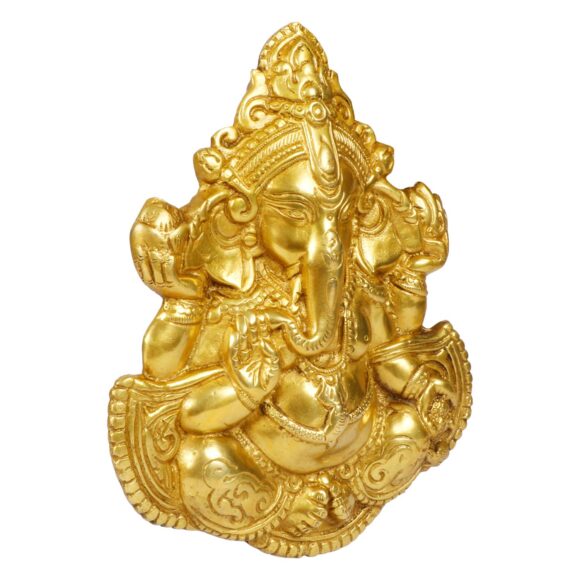 Brass Murti of Lord Ganesha Wall Hanging Ganesh for Home Wall Living Room Decor Door Mandir Bell Gold Color Height 7 Inch - Image 2