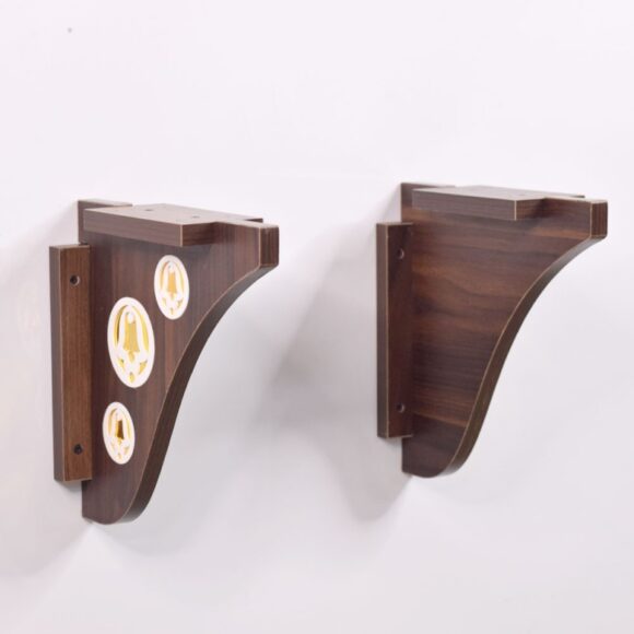 Wall Hanging Decorative Wooden Brackets In Walnut Brown With Bell Design rating - Image 2