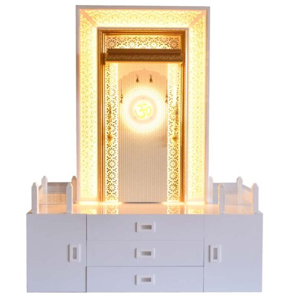 Decorative Home Temple With Extra Storage And LED Lighting rating