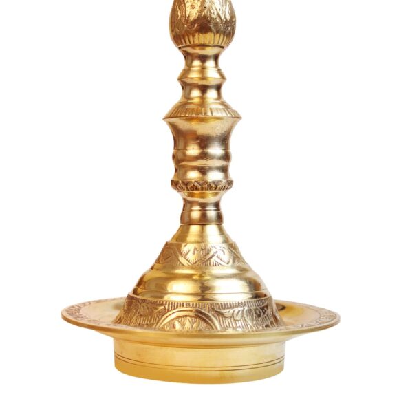 2 Ft Big Brass Diya Peacock Inauguration Traditional Handmade Multiwick Oil Diya Kuthuvilakku Kiran Lamp for Temples, Diwali Puja, Functions Festival Gifts & Home Decor - Image 6