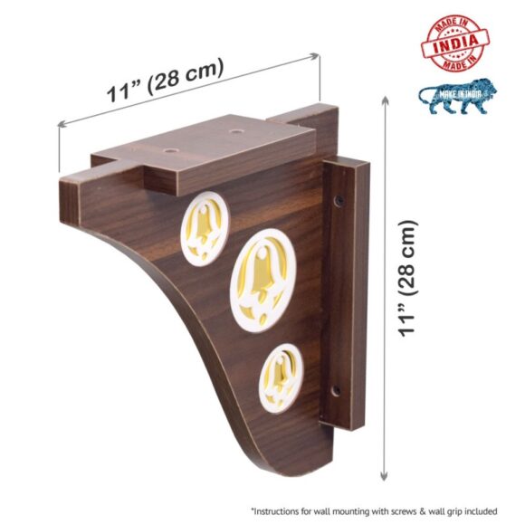 Wall Hanging Decorative Wooden Brackets In Walnut Brown With Bell Design rating - Image 4
