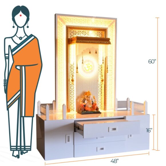 Decorative Home Temple With Extra Storage And LED Lighting rating - Image 3