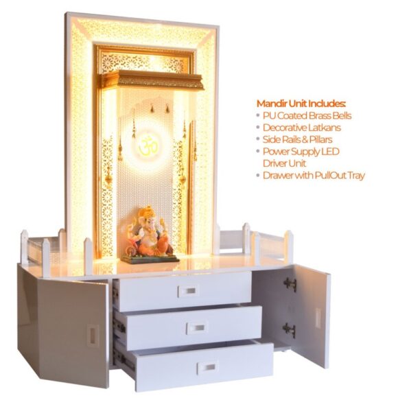 Decorative Home Temple With Extra Storage And LED Lighting rating - Image 4