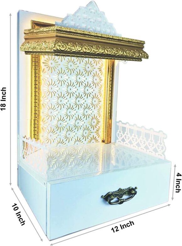 Wood-Plastic Composites (WPC) with PVC Laminated Religious Temple for Home ; Office, White ; Golden, Solid, 12 X 10 X 18 Inch (Small) - Image 3