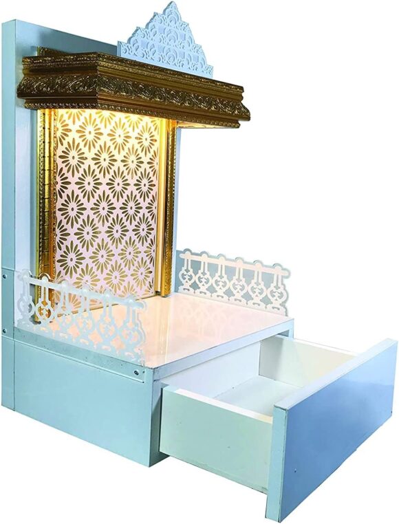 Wood-Plastic Composites (WPC) with PVC Laminated Religious Temple for Home ; Office, White ; Golden, Solid, 12 X 10 X 18 Inch (Small) - Image 4