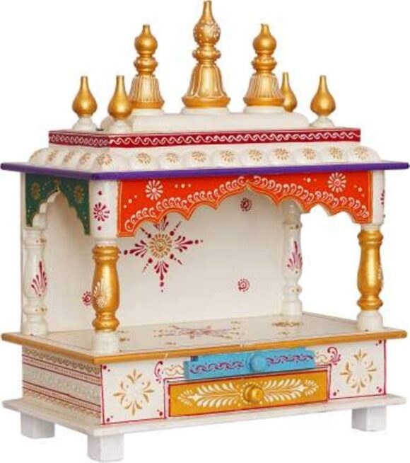 Wood Home Temple (15 x 8 x 18 inch) Temple Pooja Mandir for Home Stand Wooden Temple - Image 2