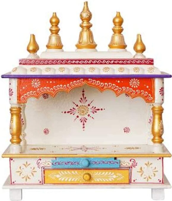 Wood Home Temple (15 x 8 x 18 inch) Temple Pooja Mandir for Home Stand Wooden Temple - Image 3