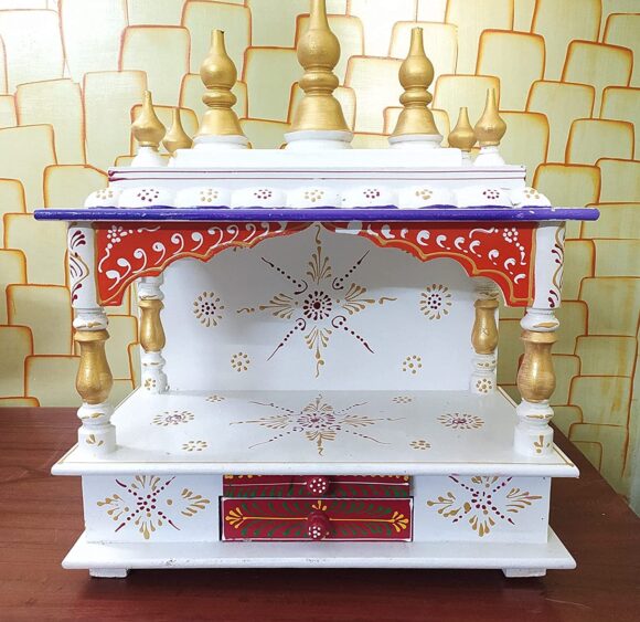 Wood Home Temple (15 x 8 x 18 inch) Temple Pooja Mandir for Home Stand Wooden Temple - Image 4