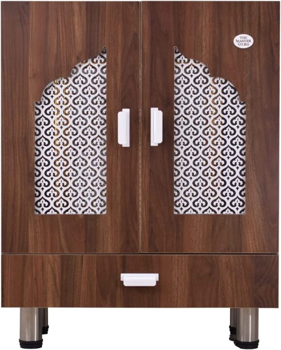 Home Temple / Home Mandir / Wooden Mandir with Doors in Walnut Brown Colour - Image 2