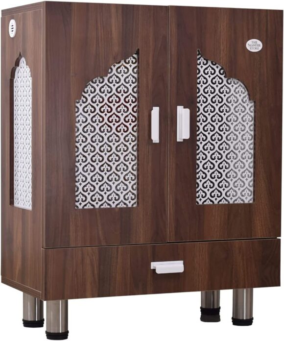 Home Temple / Home Mandir / Wooden Mandir with Doors in Walnut Brown Colour - Image 5