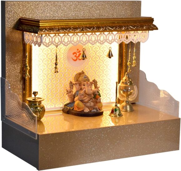 Pooja MANDIR for Home Designer Wooden Mandir 3 FT Height with Drawer Rating Size (L X B X H - in Inches) : 24.00 X 16.00 X 36.00 - Image 2