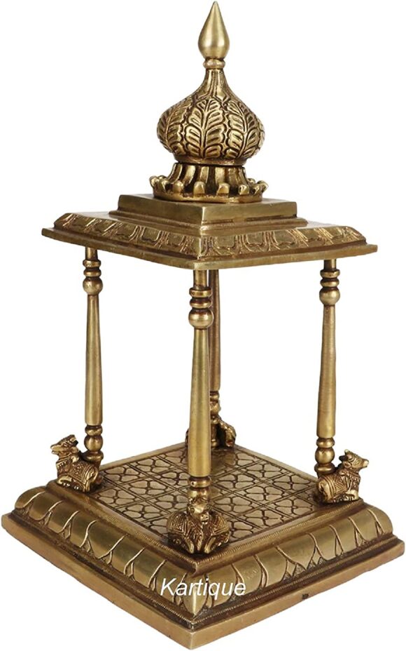 Brass Temple Pooja Mandir for Living Room Pooja Decoration Religious Home Decor