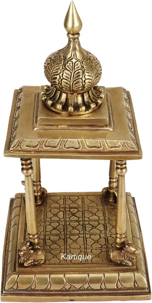 Brass Temple Pooja Mandir for Living Room Pooja Decoration Religious Home Decor - Image 5