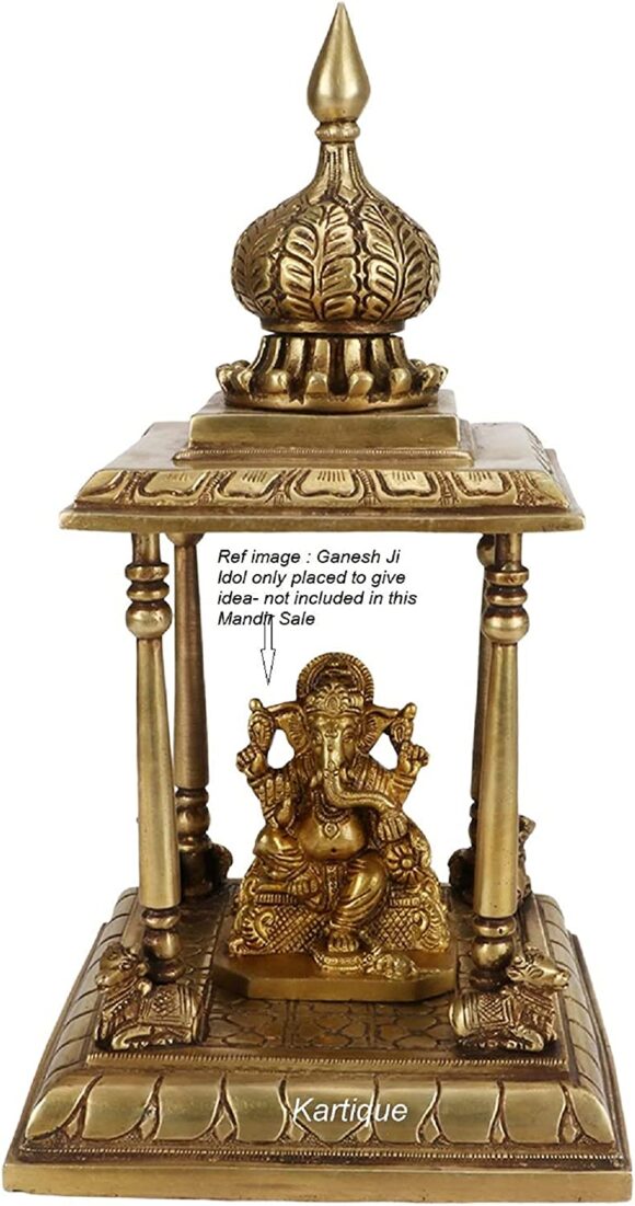 Brass Temple Pooja Mandir for Living Room Pooja Decoration Religious Home Decor - Image 6
