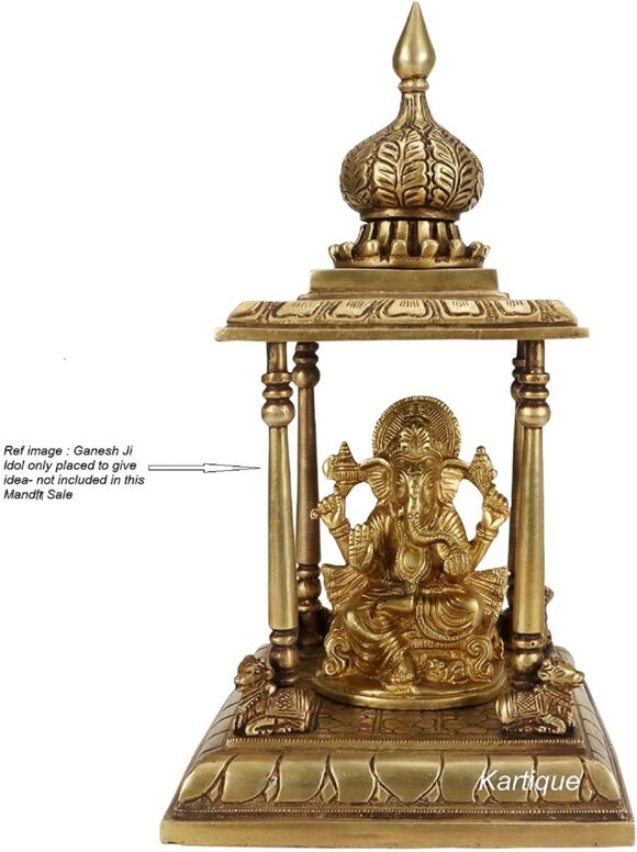 Brass Temple Pooja Mandir for Living Room Pooja Decoration Religious Home Decor - Image 7