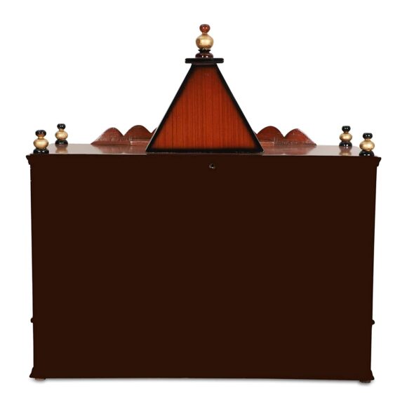 Large Teak Wood Pooja Mandir Wall Mounted / Floor Rested Wooden Temple / Pooja Temple Without Door / Handcrafted Pooja Temple for Home Wall Mount / Pooja Stand (Brown Gold)  home decor - Image 4