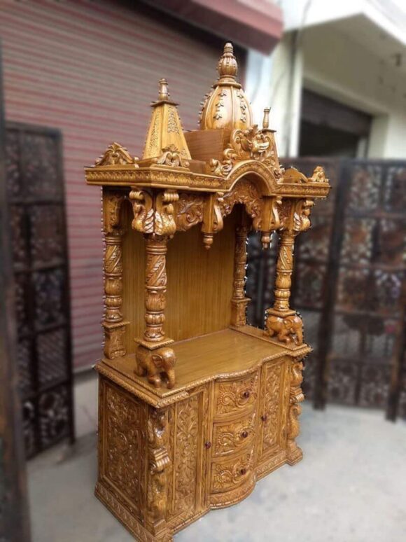 Pooja Cabinet Mandir Wooden Temple Pooja Temple/Pooja Mandir/Mandapam/Home Temple/Wooden Temple/Home Temple/Pooja Mandir/Temple for Home/Office Temple - Image 2