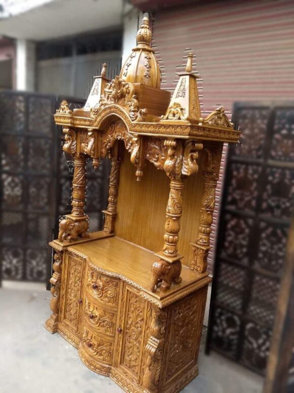 Pooja Cabinet Mandir Wooden Temple Pooja Temple/Pooja Mandir/Mandapam/Home Temple/Wooden Temple/Home Temple/Pooja Mandir/Temple for Home/Office Temple - Image 4
